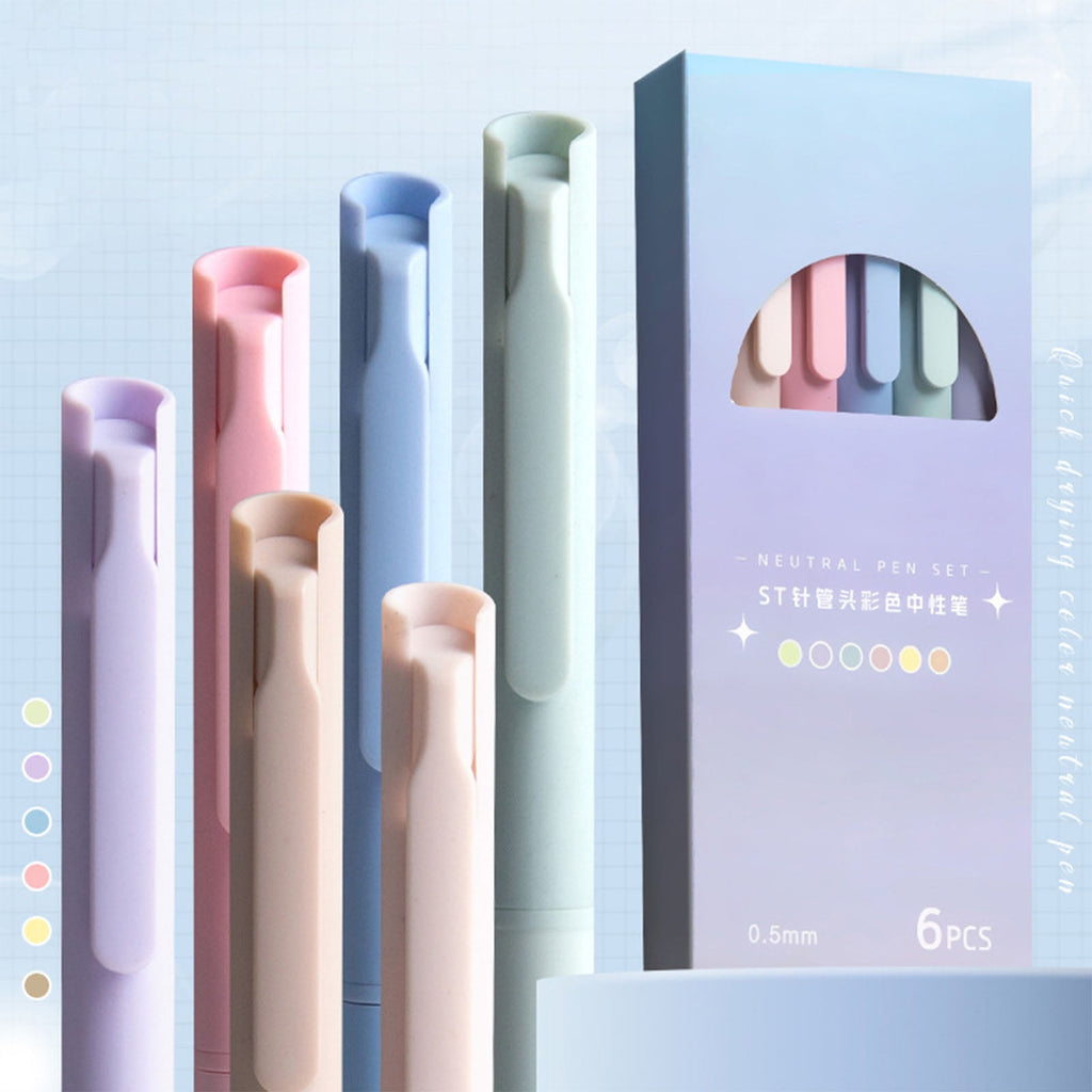 6 PCS Gel Pens Colored Ink,Retractable pointed 0. Quick Drying Aesthetic Pen for Writing, Journaling, Note-Taking,Gif... - Image 4