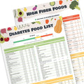 2pcs Diabetes Food Chart & Meal Planner for Diabetics - Laminated 8.5" x 11.5 Diabetic Food List Planner with Serving Size, Carbs, Calories