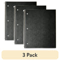 (3 pack) College Ruled 1-Subject Poly Notebook, Black, 9" x 11", 100 Sheets