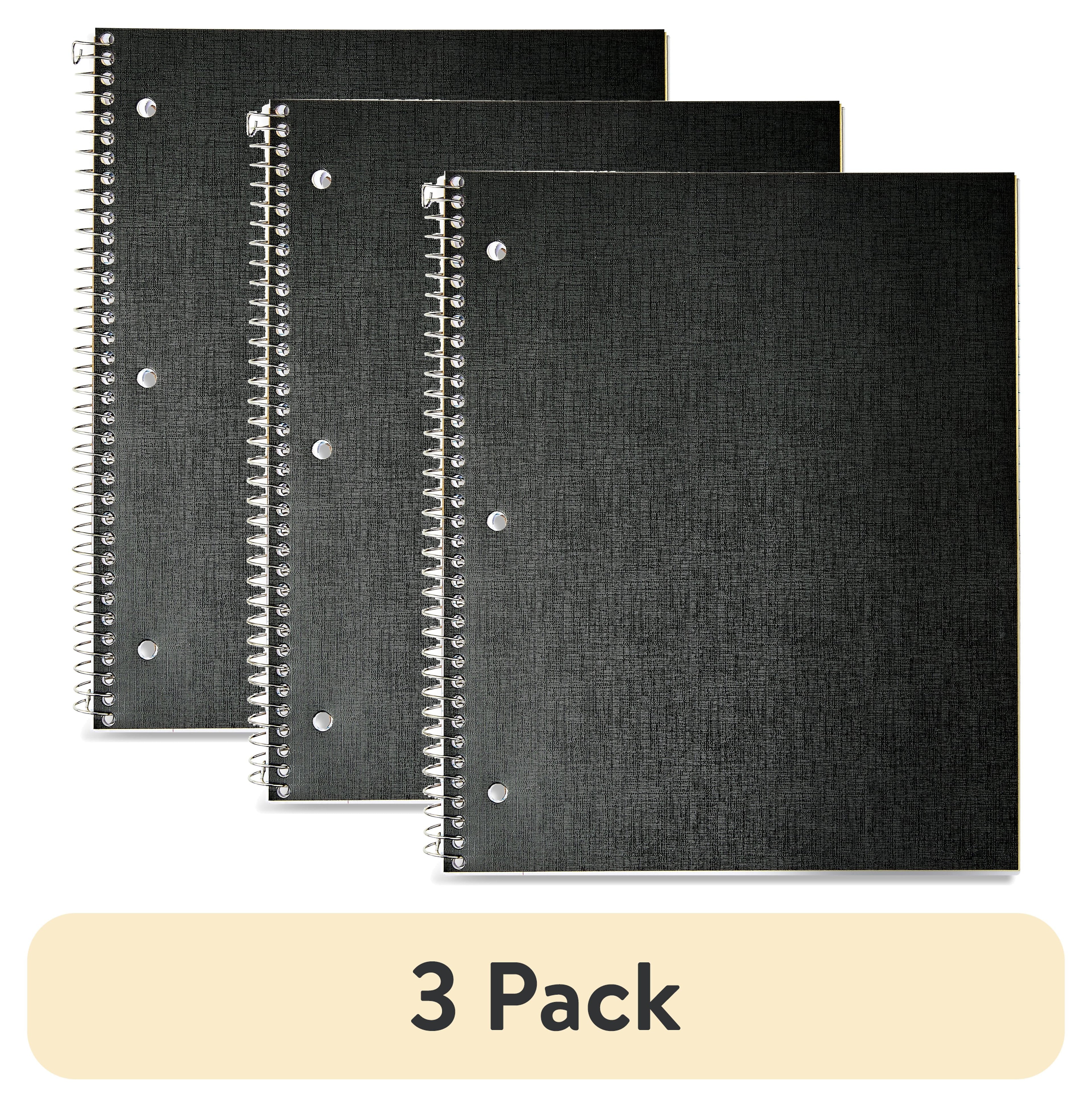 (3 pack) College Ruled 1-Subject Poly Notebook, Black, 9" x 11", 100 Sheets