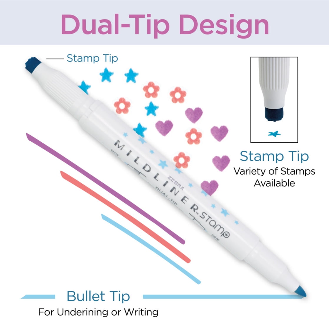 Mildliner Dual Tip Stamp Marker Assorted 5pk - Image 3