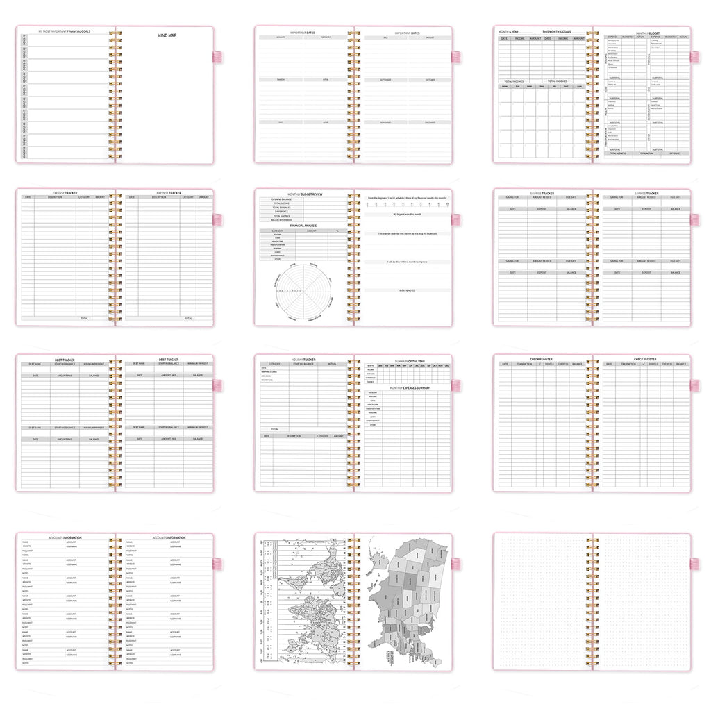 Monthly Budget Planner, Expense Tracker Notebook, Bill Organizer & Finance Planner, 7"x10", Pink - Image 6
