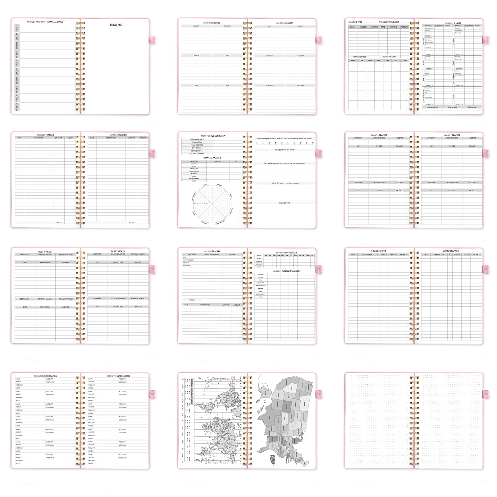 Monthly Budget Planner, Expense Tracker Notebook, Bill Organizer & Finance Planner, 7"x10", Pink - Image 6