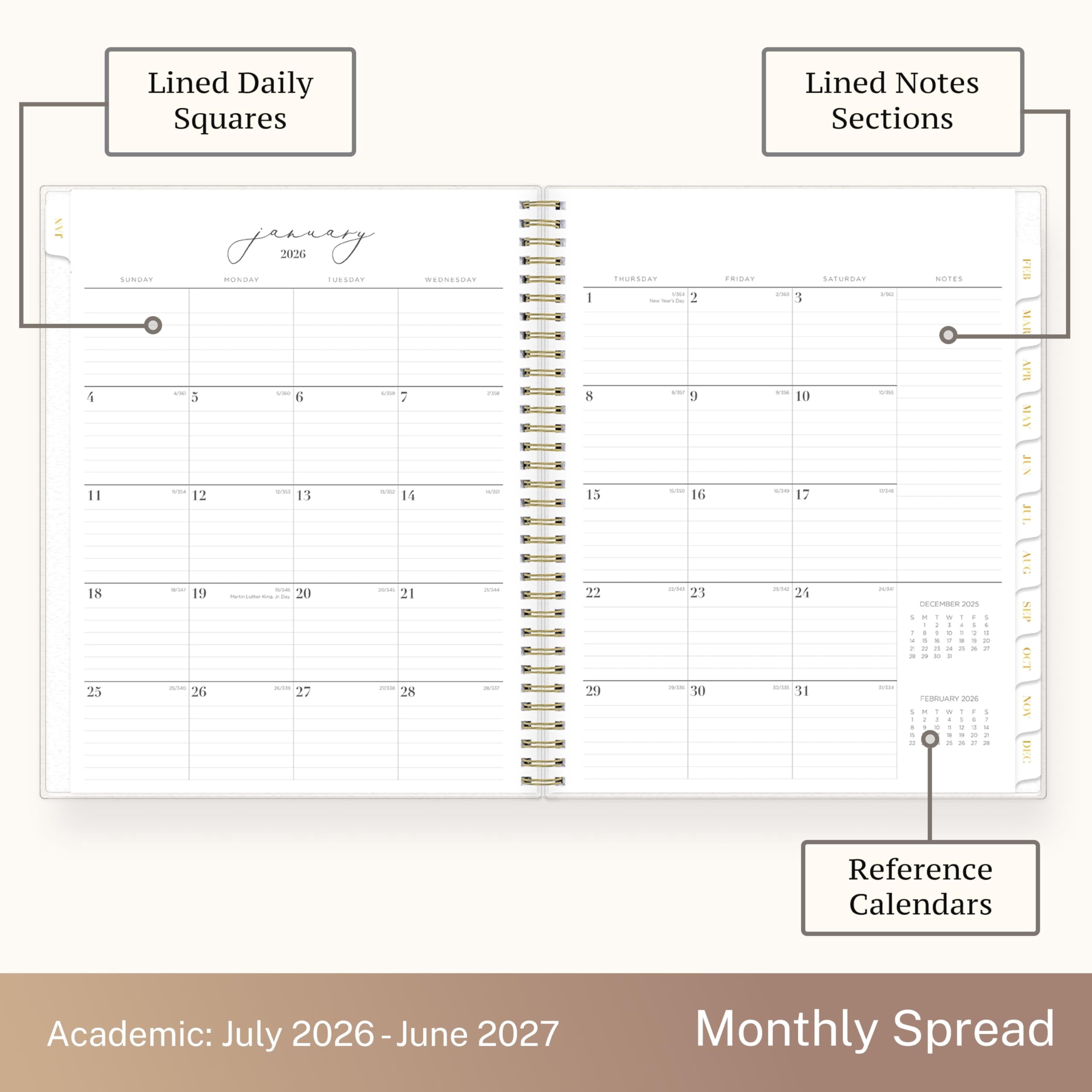 Blue Sky Life Note It 2026-2027 Academic Year Weekly and Monthly Planner, July 2026 - June 2027, 8.5 x 11, Flexible Cover, Laminated Tabs, W - Image 5