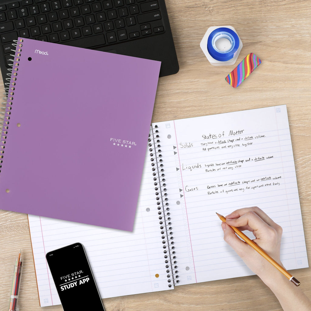 Notebook + Study App, 1 Subject, Wide Ruled, 8" x 10.5", Amethyst - Image 2