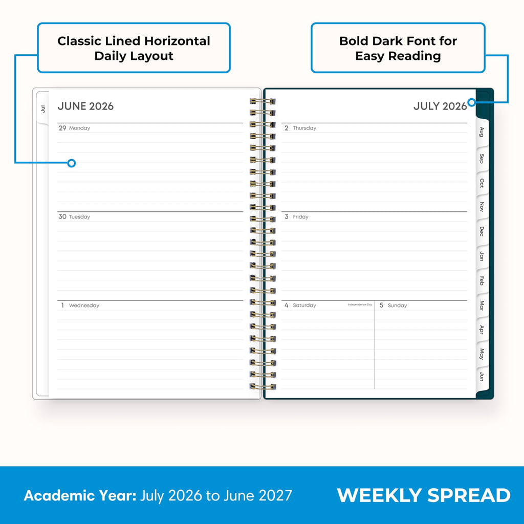 Blue Sky 2026-2027 Weekly and Monthly Academic Year Planner Calendar, July 2026 - June 2027, 5.875" x 8.625", Flexible Cover, Wirebound, Lam - Image 3
