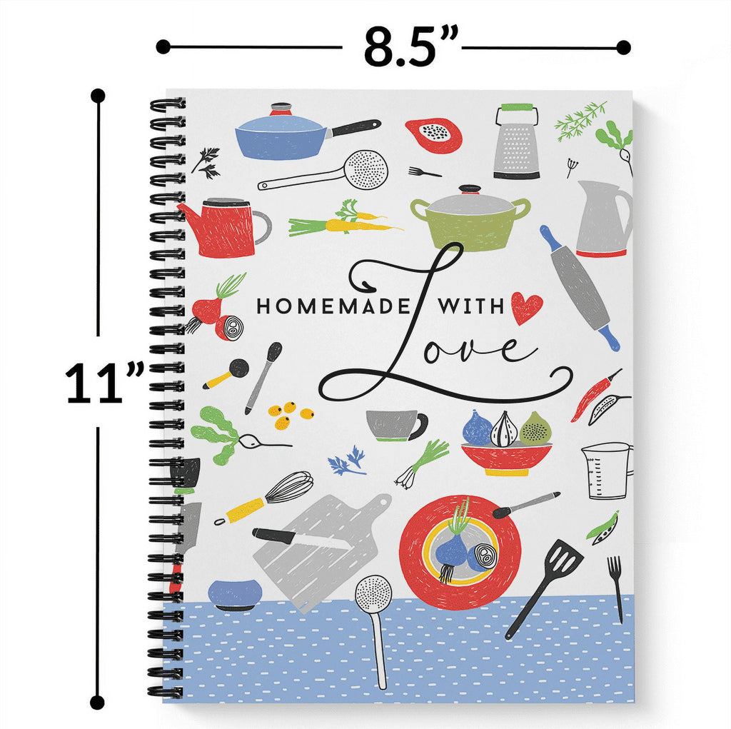 Hardcover Homemade With Love 8.5" x 11" Spiral Recipe Notebook/Journal, 120 Recipe Pages, Soft Touch Matte Laminated ... - Image 3