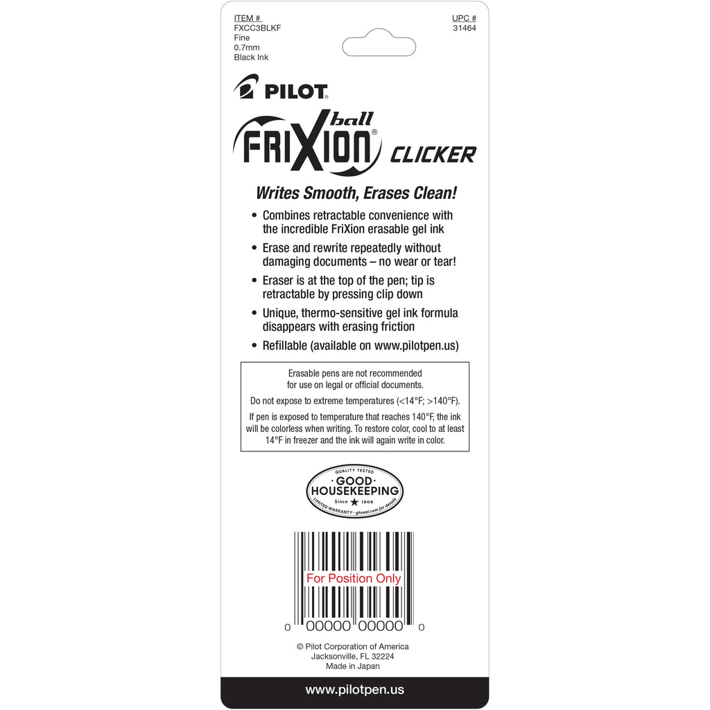 Frixion Clicker Erasable Gel Pens, Fine Point, Black Ink, 3 Count - Image 3