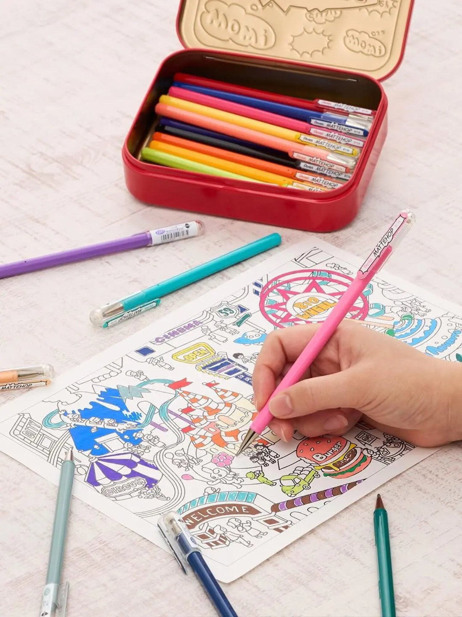 MATTEHOP Color Gel Pen Set, (1.0 mm), 21 Colors, with Metal Box - Image 3