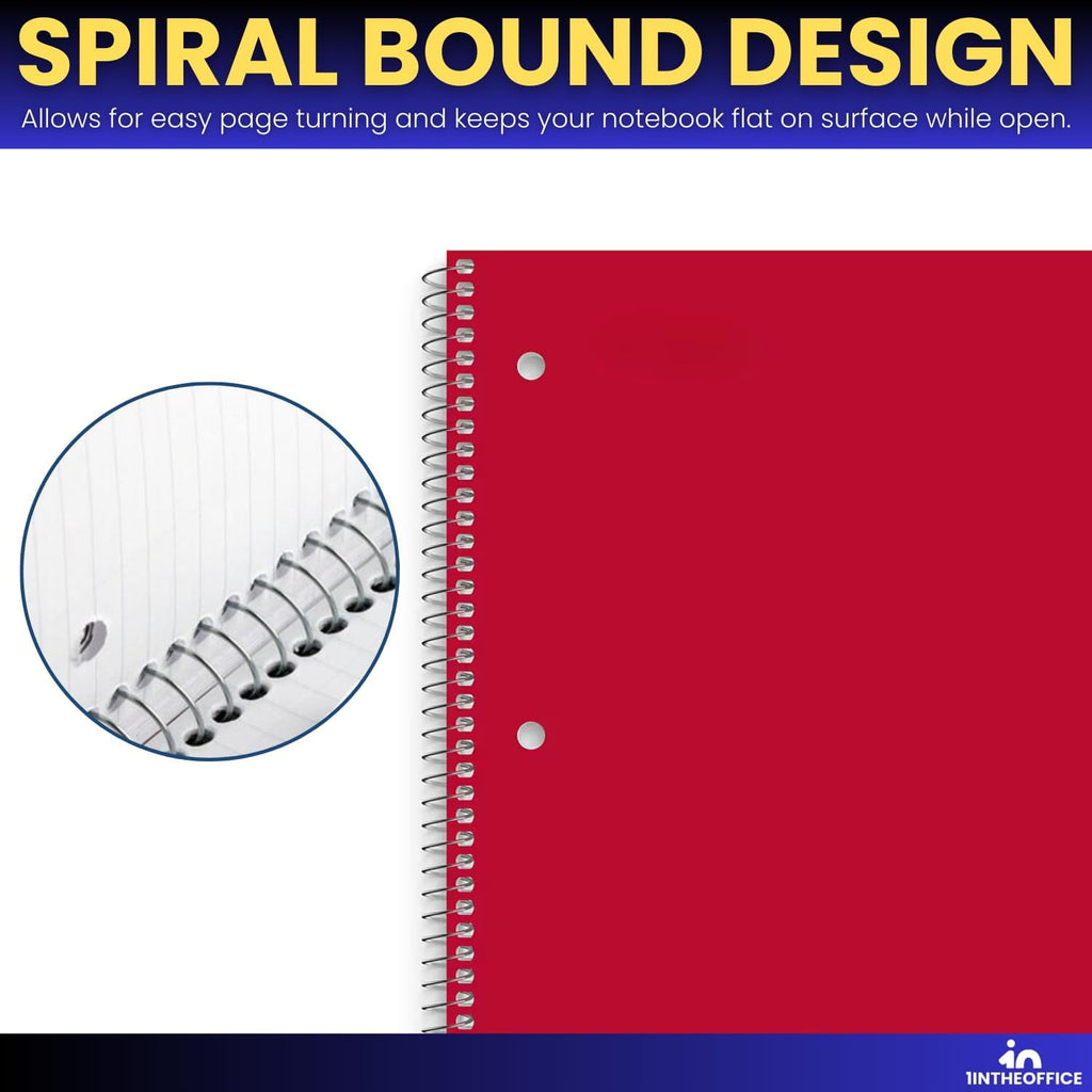 1InTheOffice Spiral Notebook College Ruled, College Ruled Spiral Notebook, 1 Subject Notebook, 1 Subject Spiral Notebook, 8" x 11", 3-Hole P - Image 6