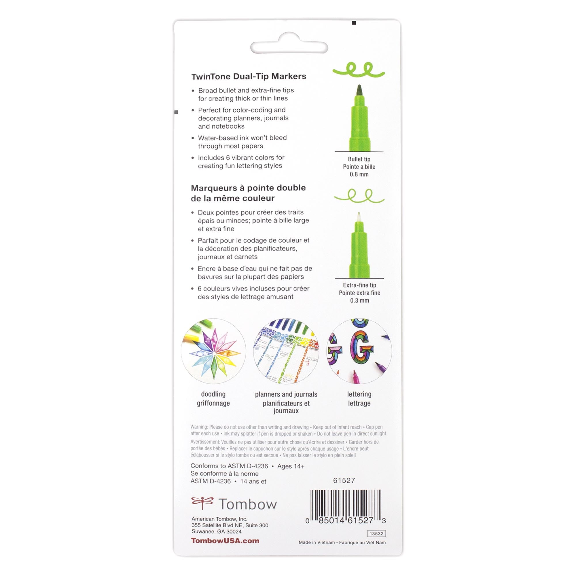 TwinTone Dual-Tip Marker Pen Set, Broad & Extra-Fine Tips, Rainbow Color Palette, 6 Count - Image 2