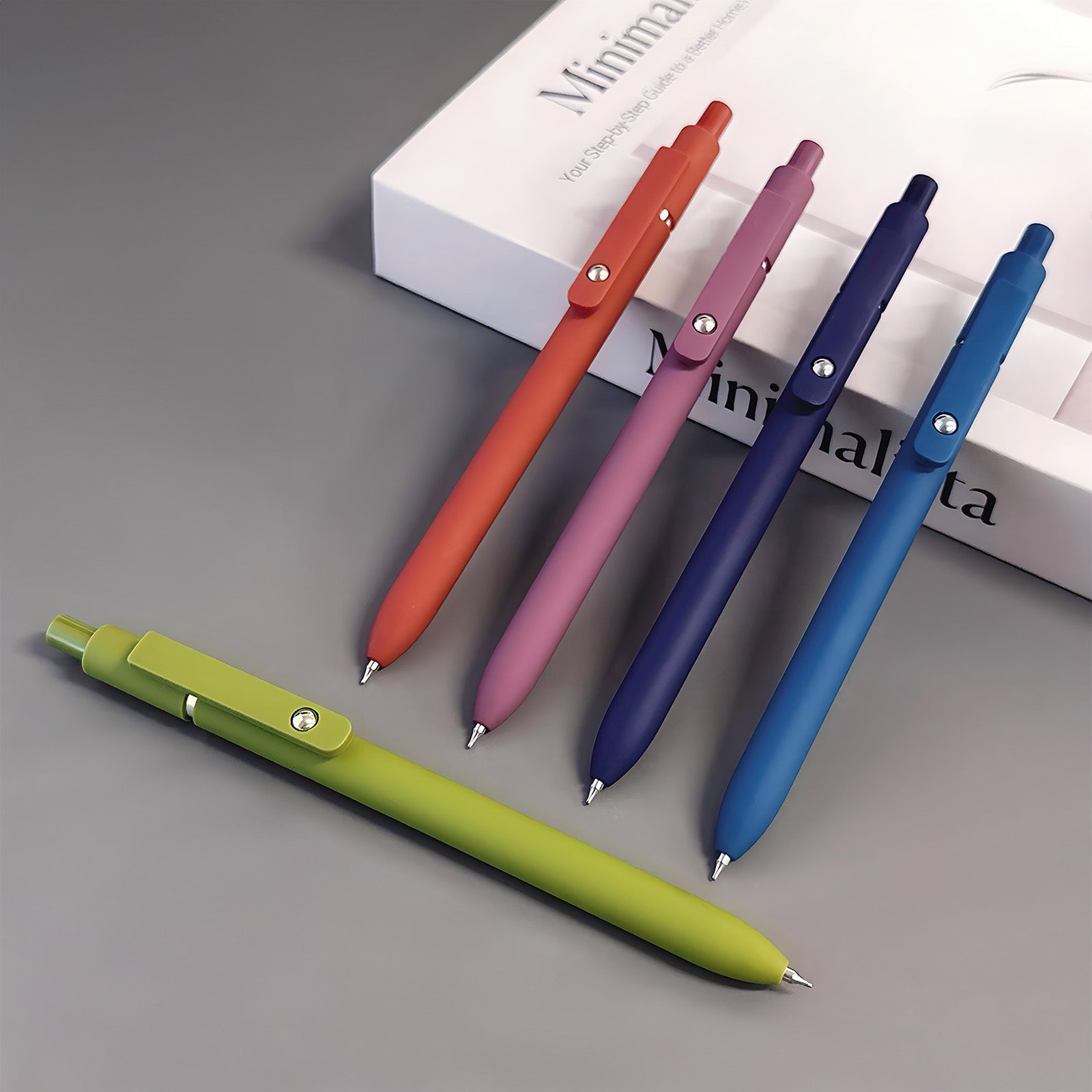 Wrapables Smooth Retractable Black Ink Gel Pens, 0.5mm Fine Point, for Home Office Work (Set of 5), Oceanic - Image 4