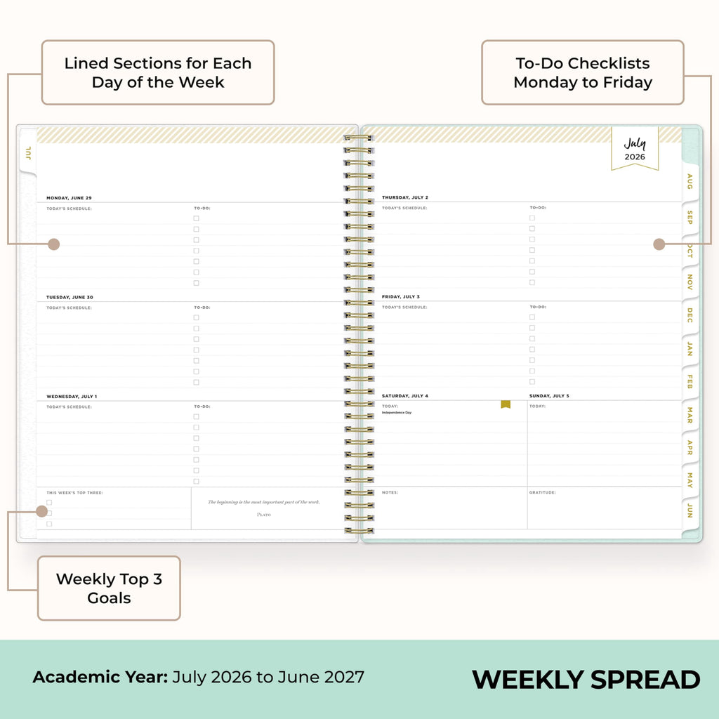 2026-2027 Weekly and Monthly Academic Year Planner Calendar, July 2026 - June 2027, 8.5" x 11", Flexible Cover, Lamin... - Image 3