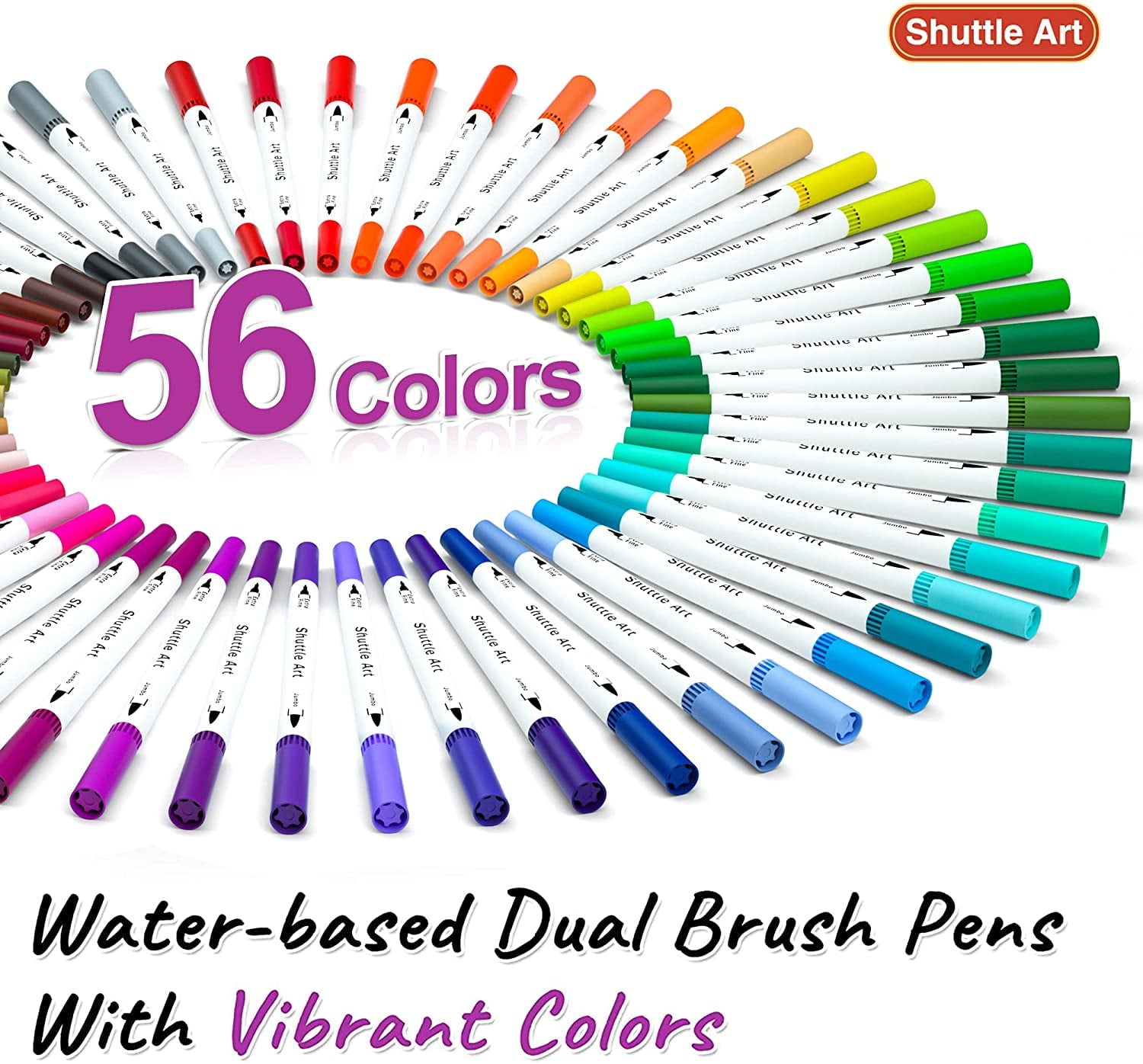 56 Colors Dual Tip Brush Pens Art Markers,Brush Tip with Fineliner 0.4 Markers Pen Set for Adult coloring books - Image 3
