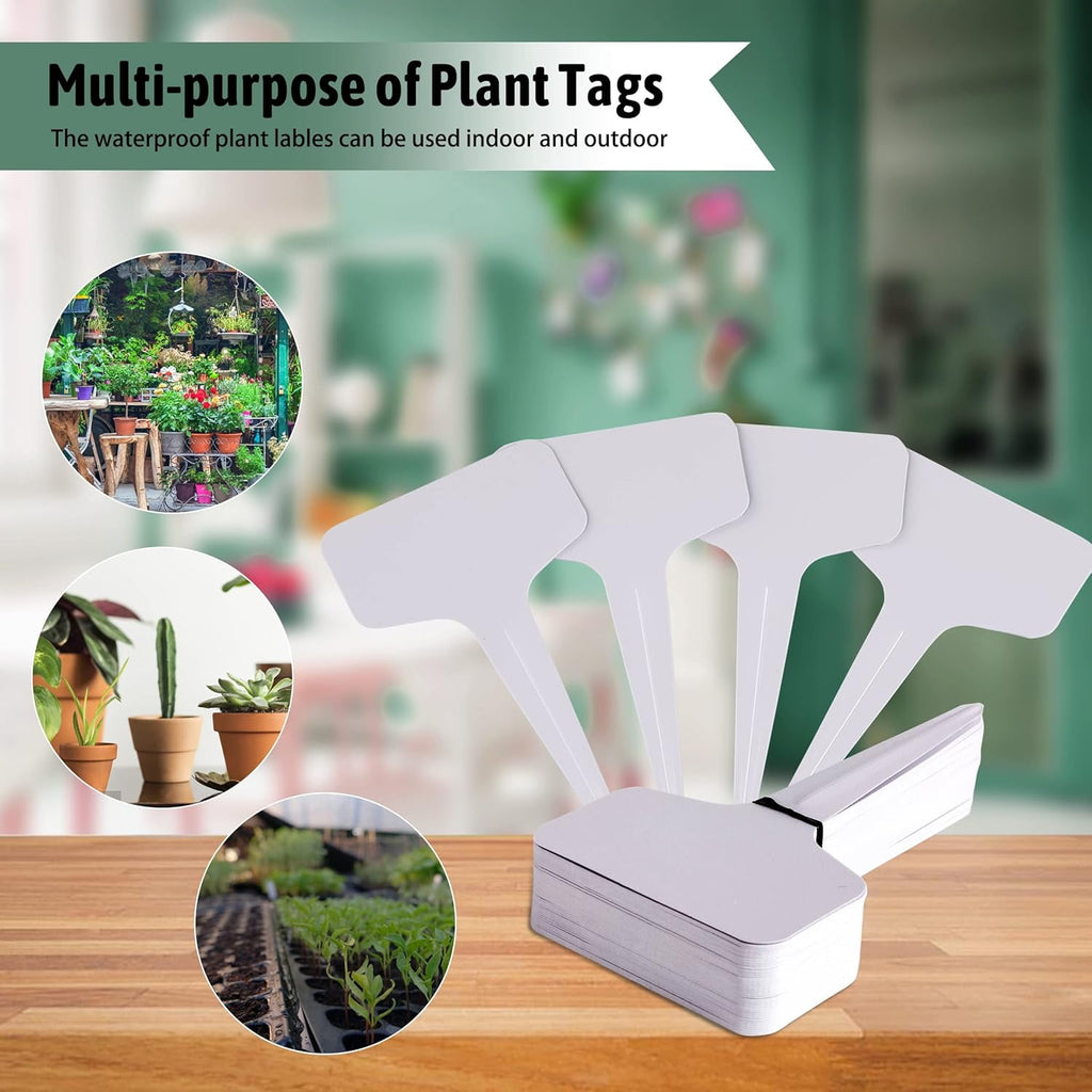 200pcs 4 Inch T-Type Plant Labels - Waterproof Plastic Garden Markers with Permanent Marker Pen, Reusable Plant Tags ... - Image 6