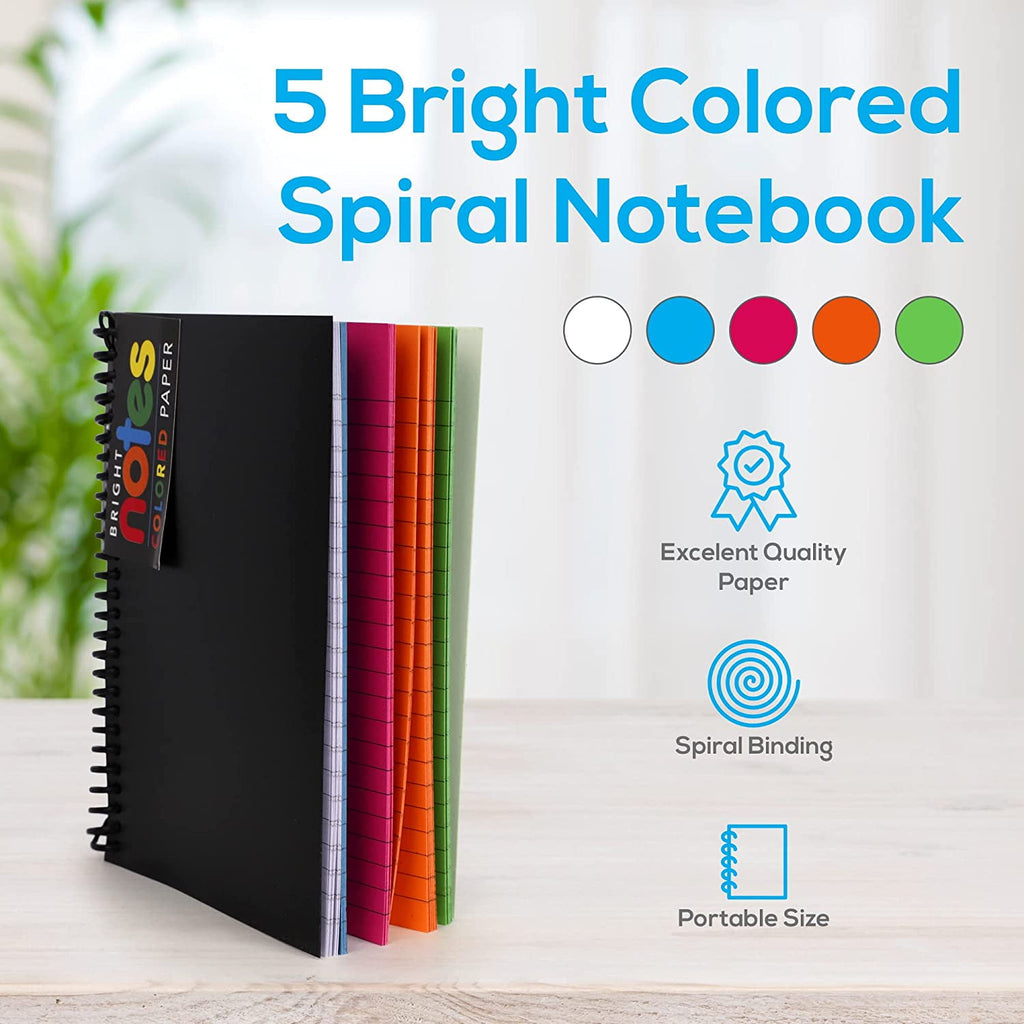 5x7 Inch Notebooks - Wirebound College Ruled Note Books, Bright Neon Colored Lined Paper, Perforated Notepad Memo Boo... - Image 5
