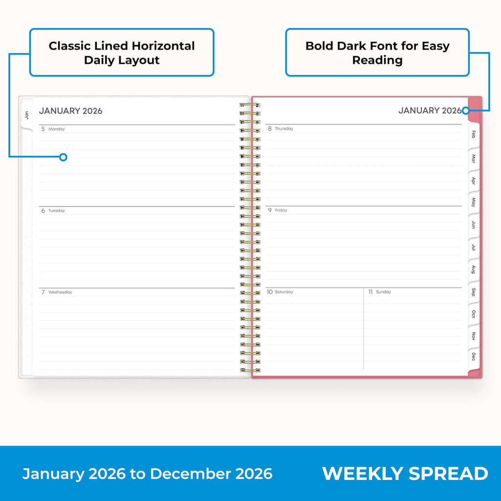 2026 Weekly and Monthly Planner Calendar, January 2026 - December 2026, 8.5" x 11", Flexible Cover, Laminated Tabs, D... - Image 3