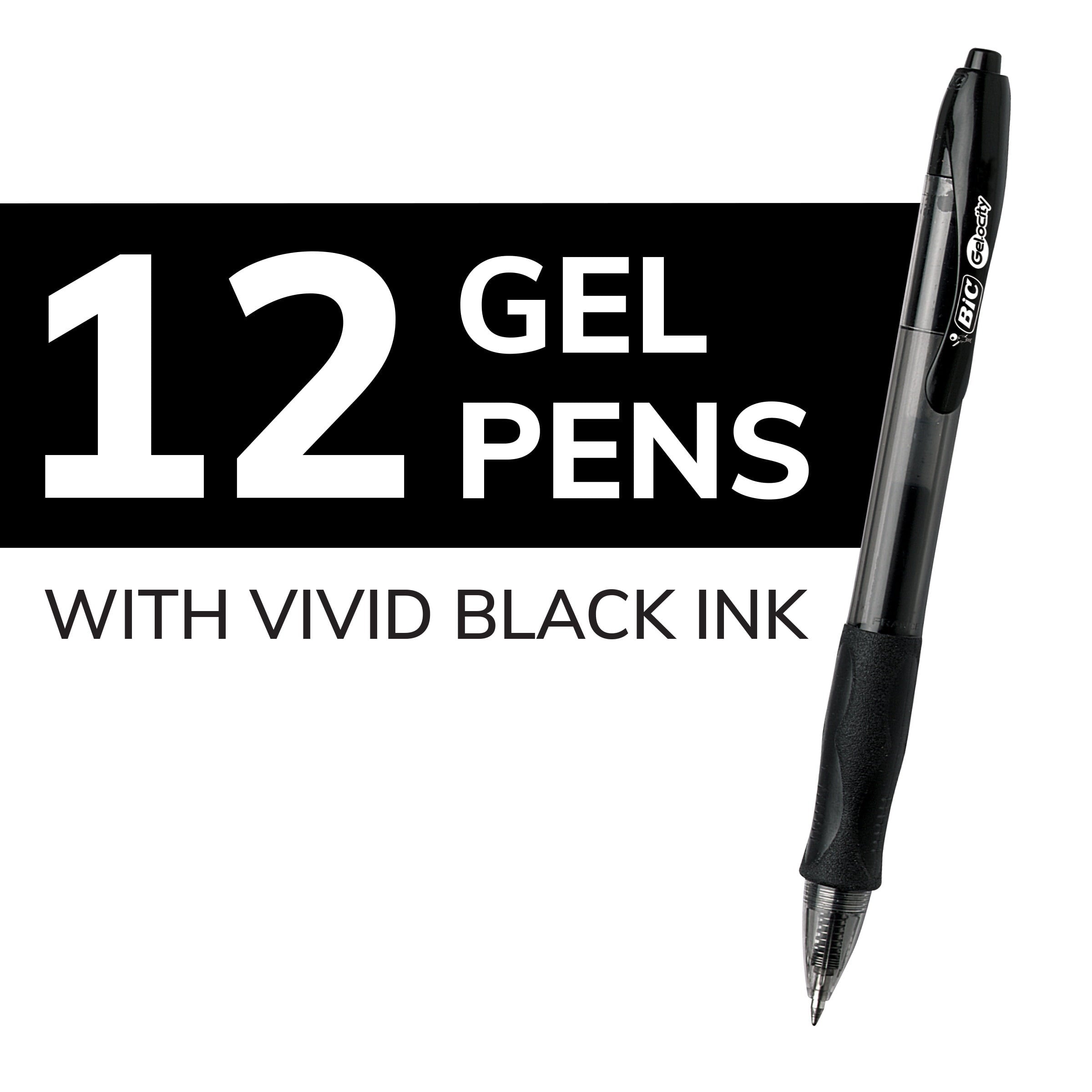 Black Gel Pens, Medium Point (0.7mm), 12-Count Pack - Image 2