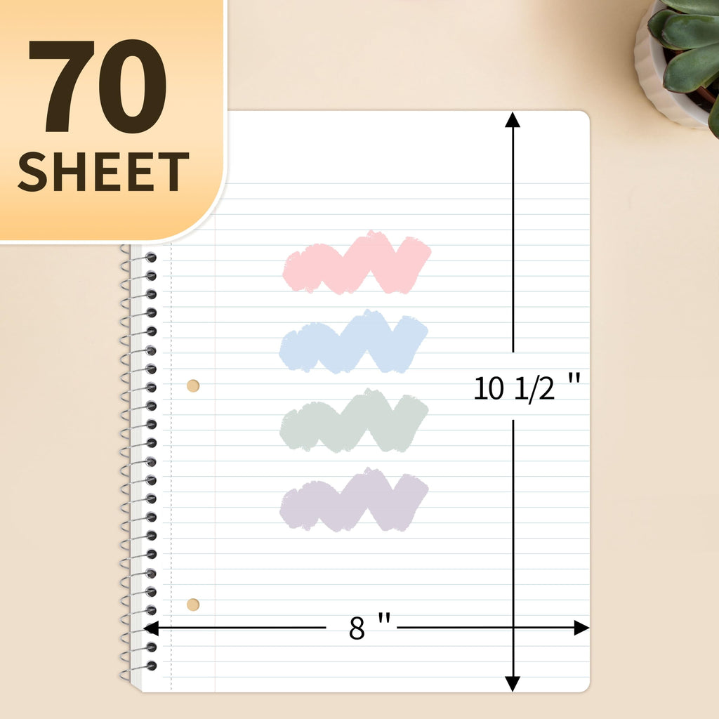Spiral Notebook, Thick Durable 1-Subject notebook,8 x 10.5 Inches, 70 Sheets, 4 Packs - Image 2