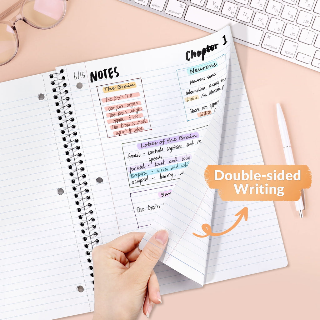 "SUNEE Spiral Notebook, College Ruled, 8"" x 10.5"", 70 Sheets, 5 Pack" - Image 6