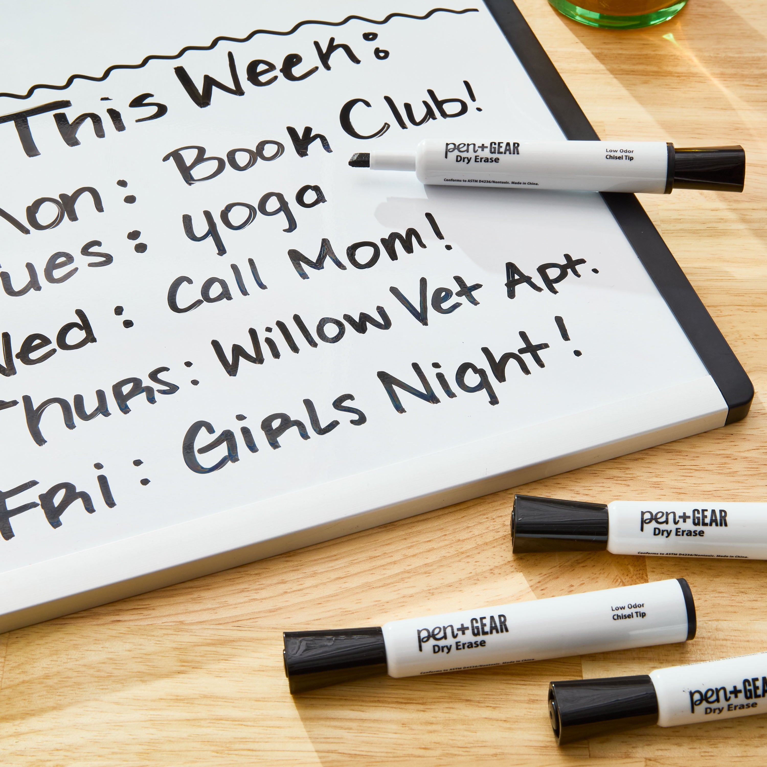 Dry Erase Markers, Chisel Tip, Black, 4-Pack - Image 2