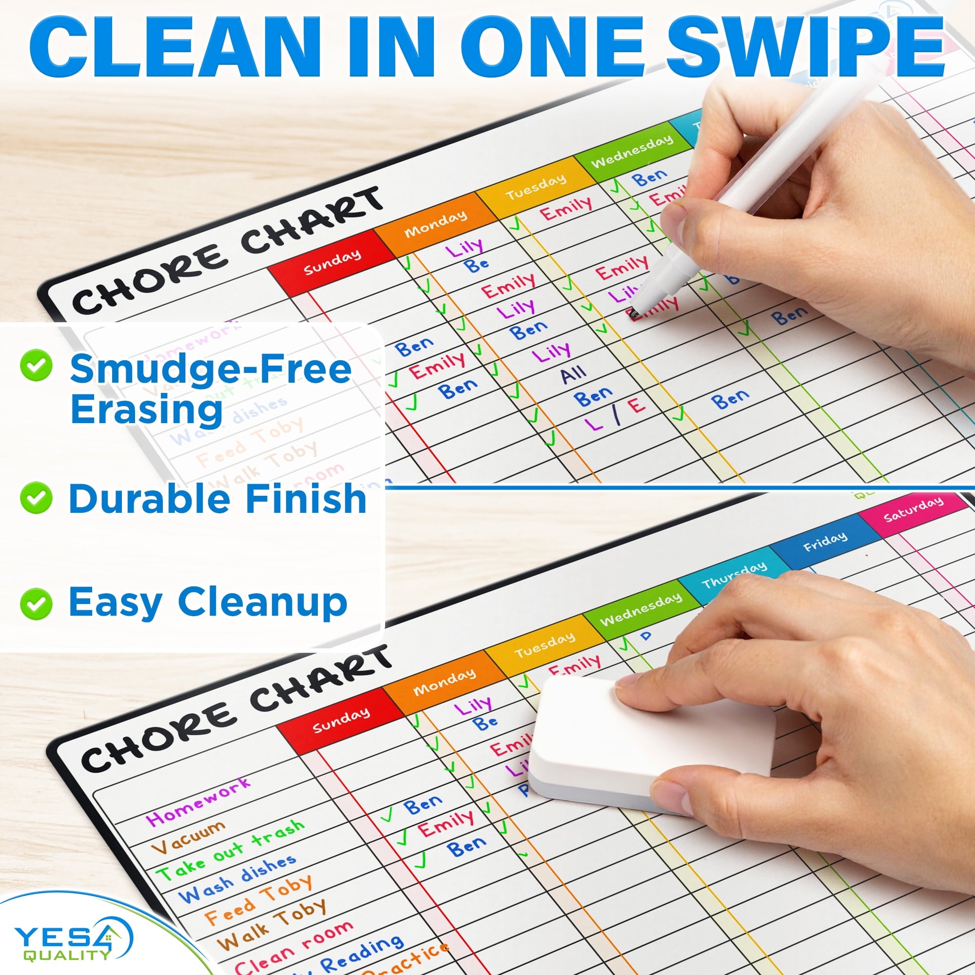 11"x14" Weekly Planner & 6.5"x8.5" Shopping List W/ Markers & Eraser - Image 4