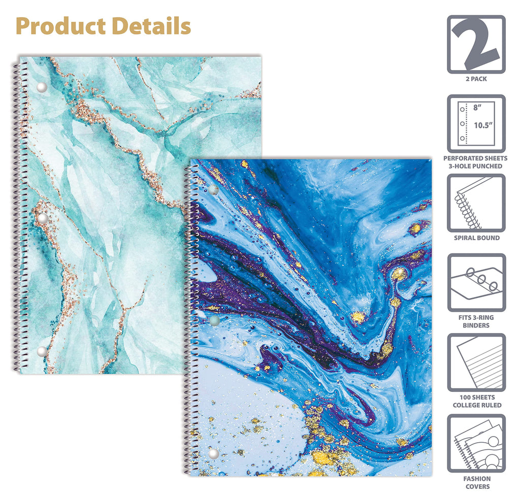 Notebook - spiral-bound- 100 sheets / 200 pages - College - 3 holes (pack of 2) - Image 4