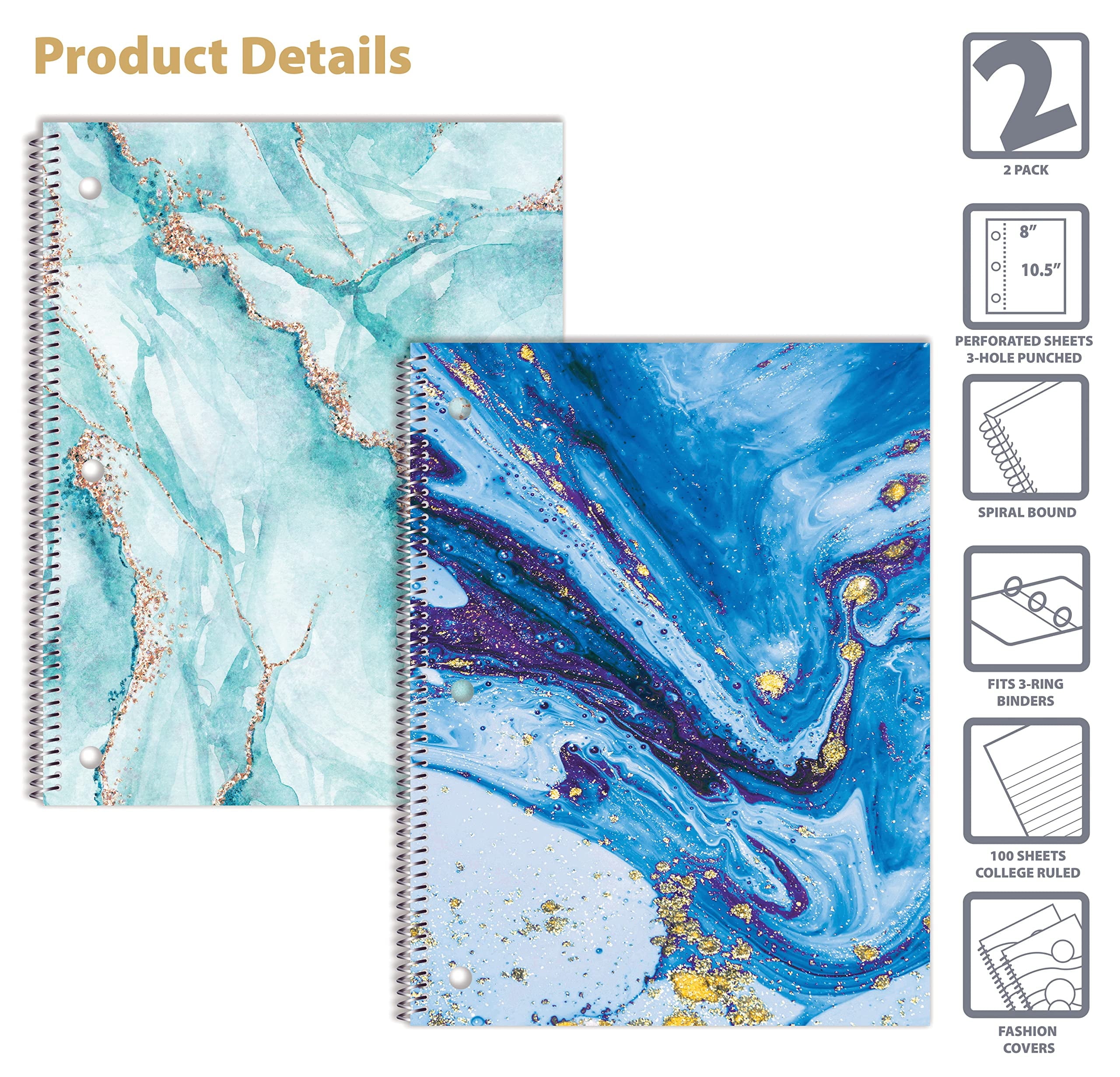 Notebook - spiral-bound- 100 sheets / 200 pages - College - 3 holes (pack of 2) - Image 4