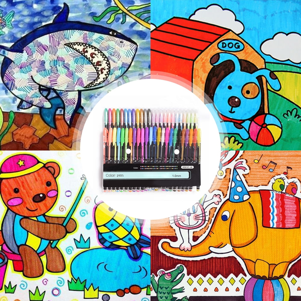Glitter Gel Pens 48 Colors 1.0 mm Fine Tip Gel Pens Set Colored Gel Marker for Coloring Book Drawing Art Supplies Scr... - Image 5