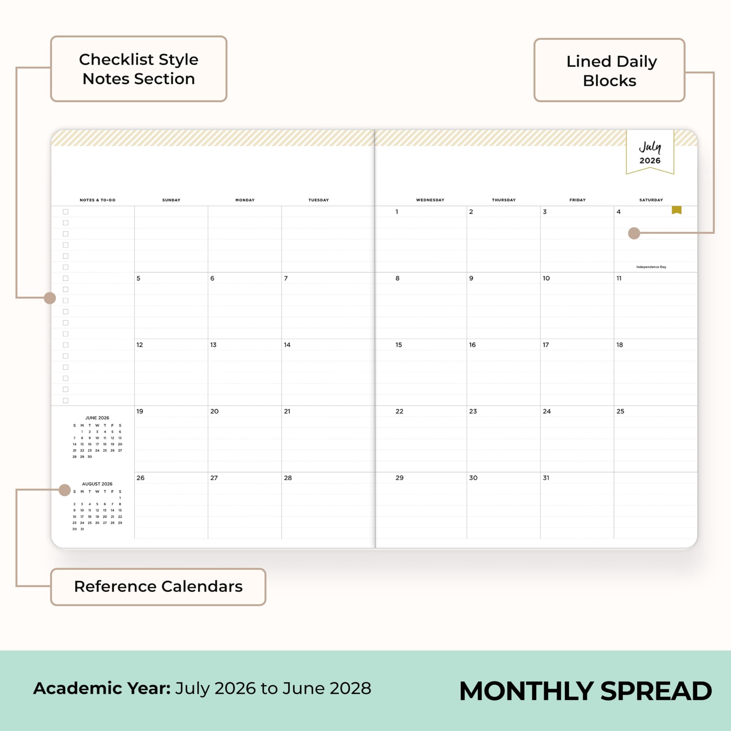 Blue Sky Day Designer 2026-2028 Monthly Academic Year 24 Month Planner Calendar, July 2026 - June 2028, 8.5" x 11", Flexible Cover, Stapled - Image 3