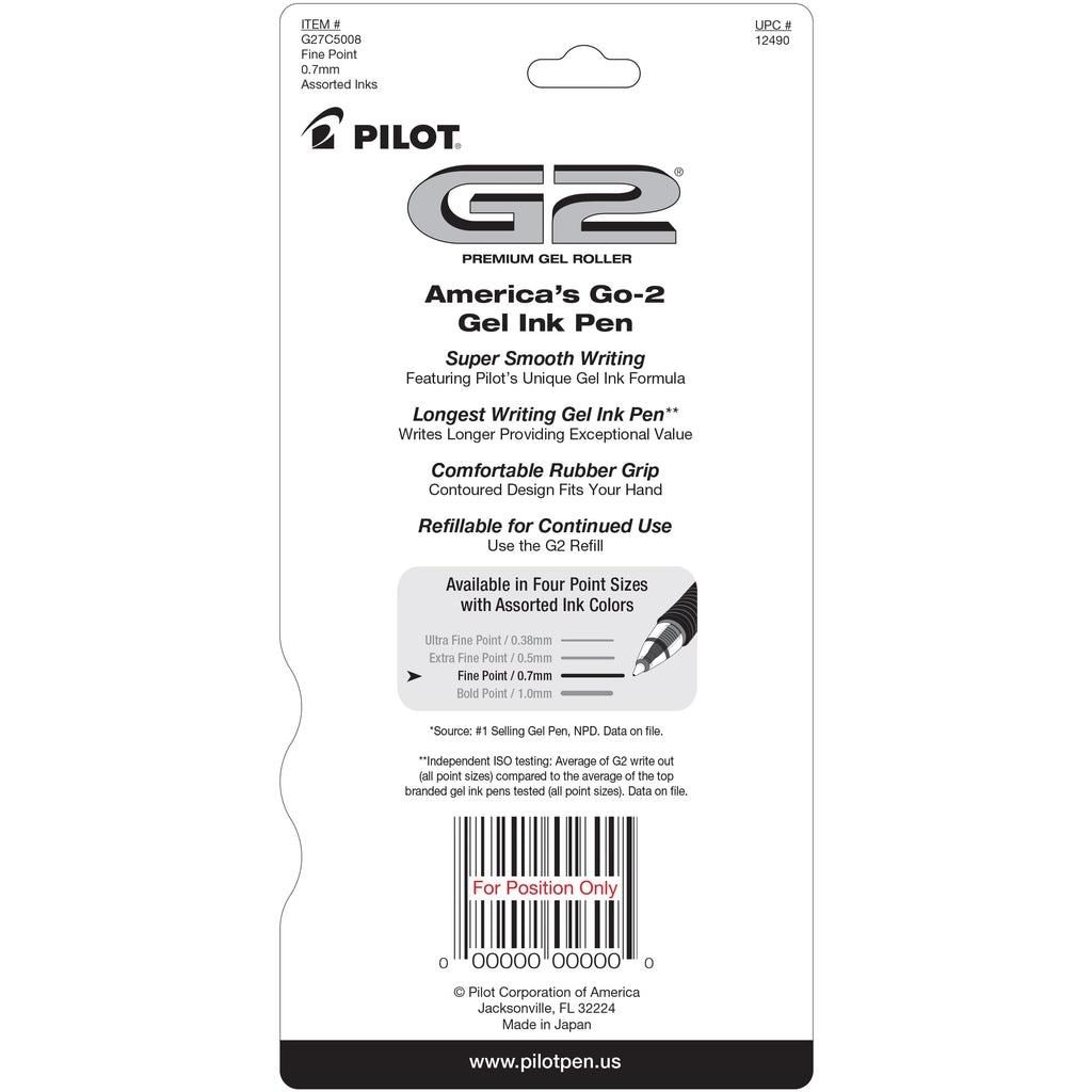 Pilot G2 Retractable Gel Ink Pens, Fine Point, Asst, 5 Count - Image 6