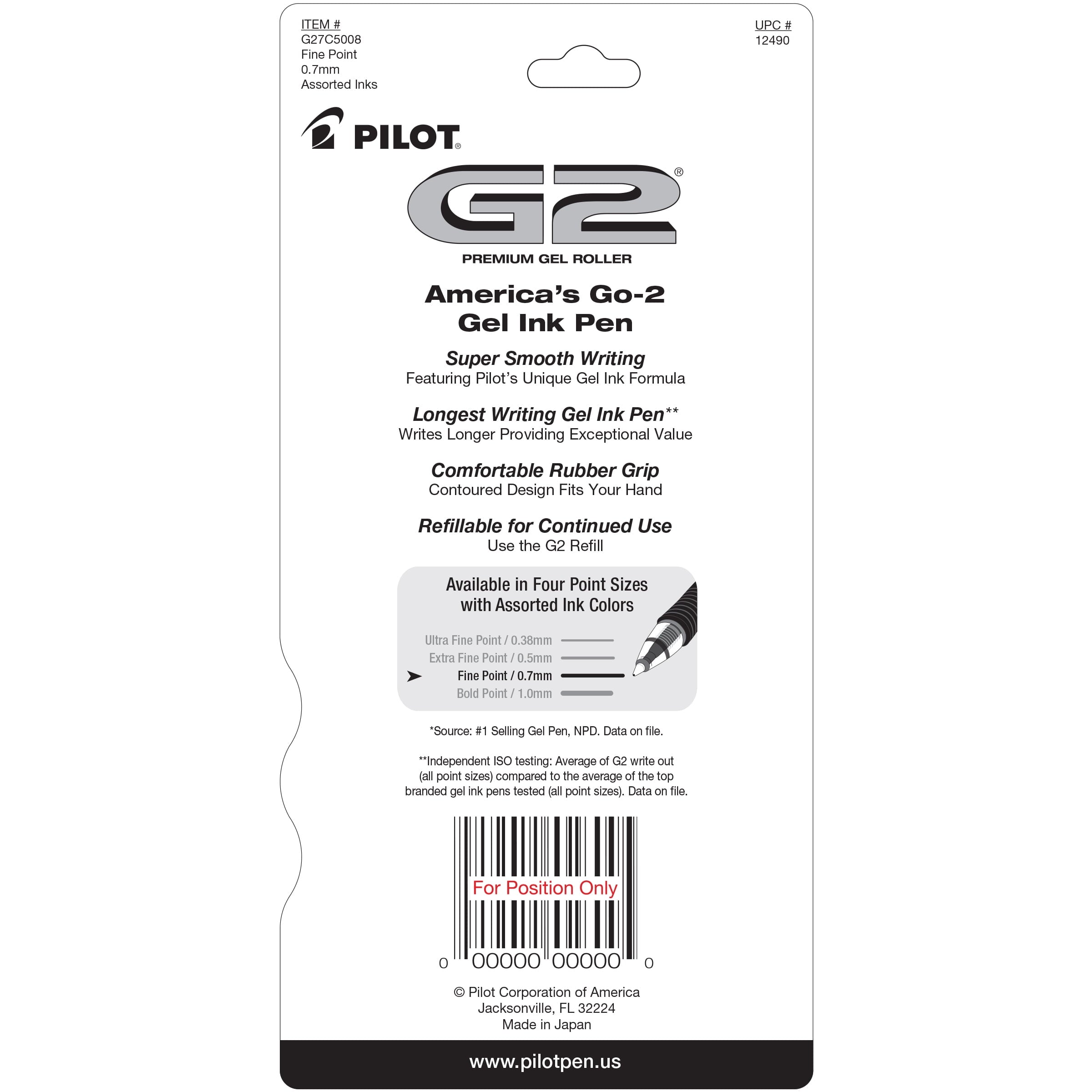 Pilot G2 Retractable Gel Ink Pens, Fine Point, Asst, 5 Count - Image 6