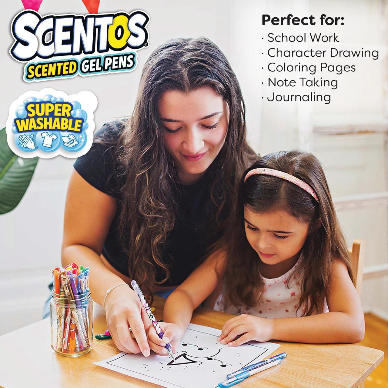 Scentos Fruity Scented Gel Pens Set for Kid, 24 Pack Neon Colors, Fine Tip, Fun Art School Supplies - Image 3