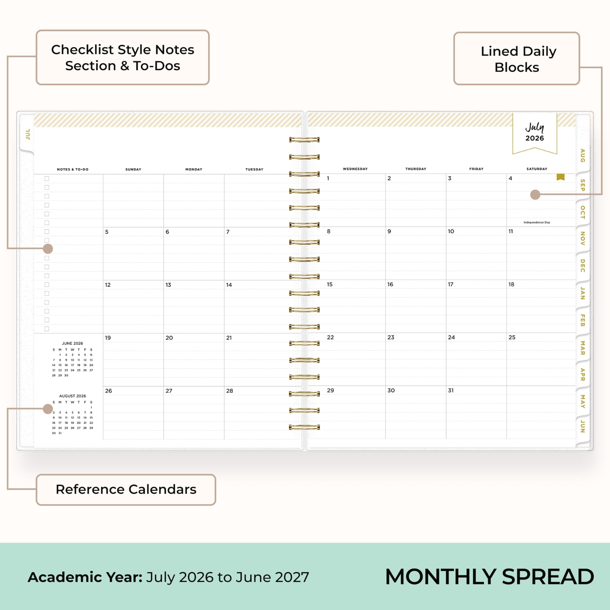 2026-2027 Daily and Monthly Academic Year Planner Calendar, July 2026 - June 2027, 8" x 10", Flexible Cover, Laminate... - Image 4