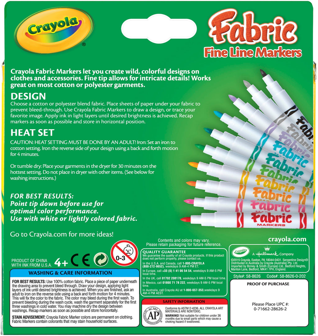 Crayola 10 count Fine Line Fabric Markers - Image 5