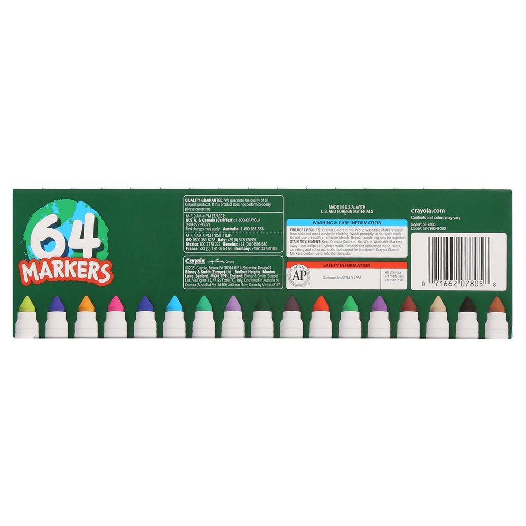 Broad Line Markers with Colors of The World, 64 Ct, Back to School Supplies, Child - Image 3