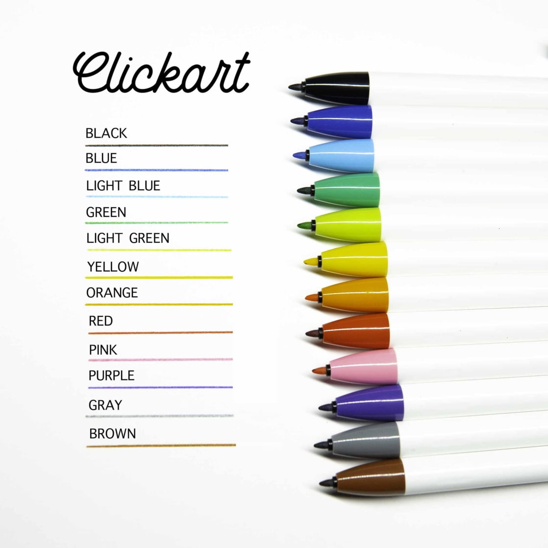 CLiCKART Retractable Marker, 0.6 mm Fine Bullet Point Tip, Assorted Colors, Pack of 12 - Image 2