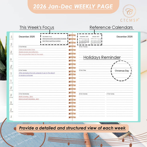 2026 Planner Calendar Notebook Weekly Monthly Planner 2026 for School Student Teacher Office Supplies-January- Decemb... - Image 2