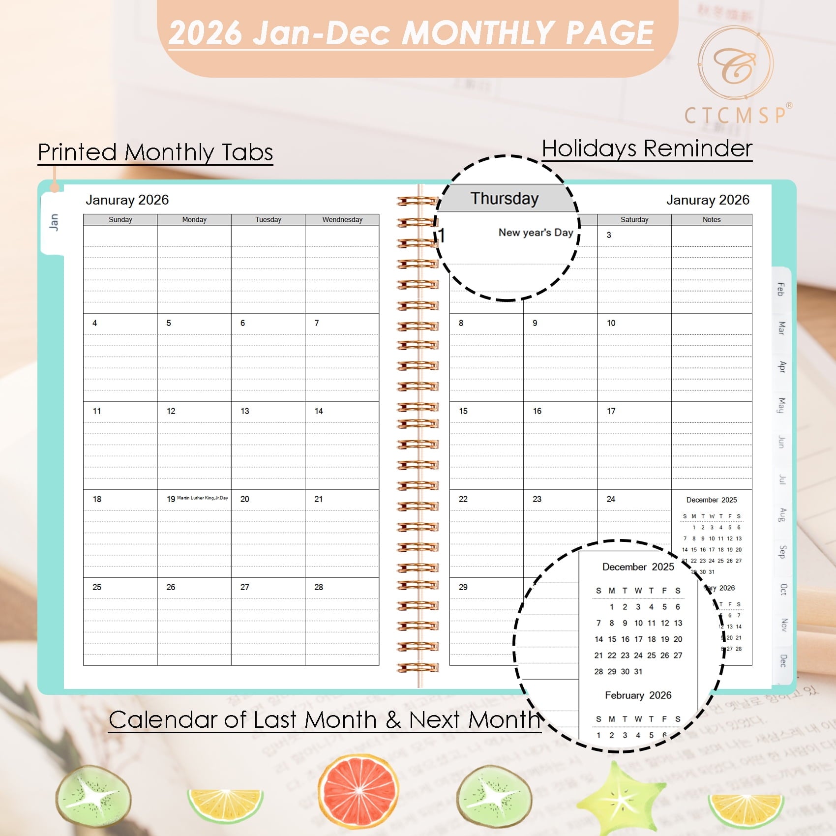 2026 Planner Calendar Notebook Weekly Monthly Planner 2026 for School Student Teacher Office Supplies-January- Decemb... - Image 3