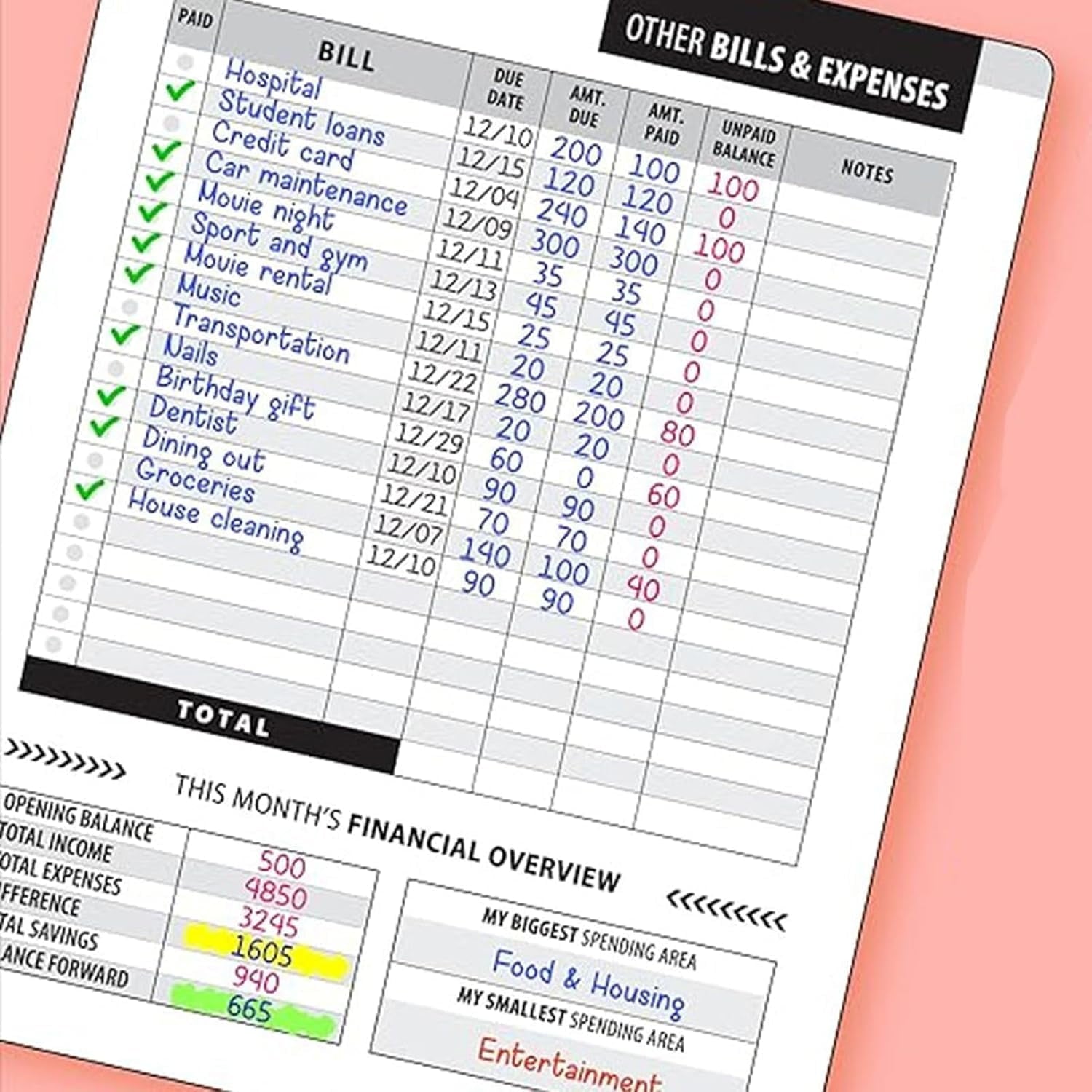 Monthly Bill Payment Checklist: Bill Tracker Notebook l  8"x10" The 4-Year Guide for Families & Money Managers, 960 Billing Records Included - Image 3