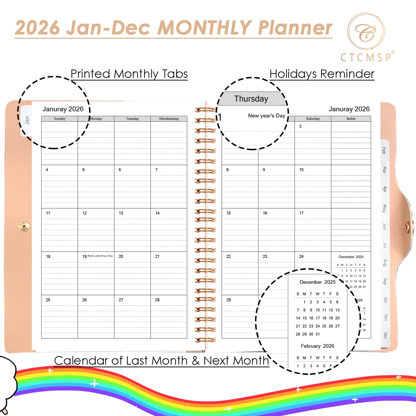 2026 Planner Yearly Calendar Notebook(Jan-Dec.2026,6.3"x8.5"),Weekly Monthly Planner 2026 for Office Home Work Gift S... - Image 3