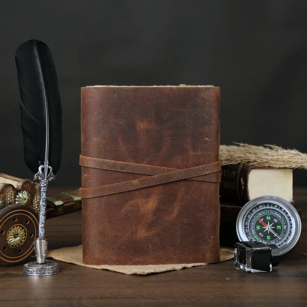 Leather Journal with unlined Deckle Edge Paper and Vintage Key/Handmade Writing Notebook Diary/Bound Daily Notepad fo... - Image 4