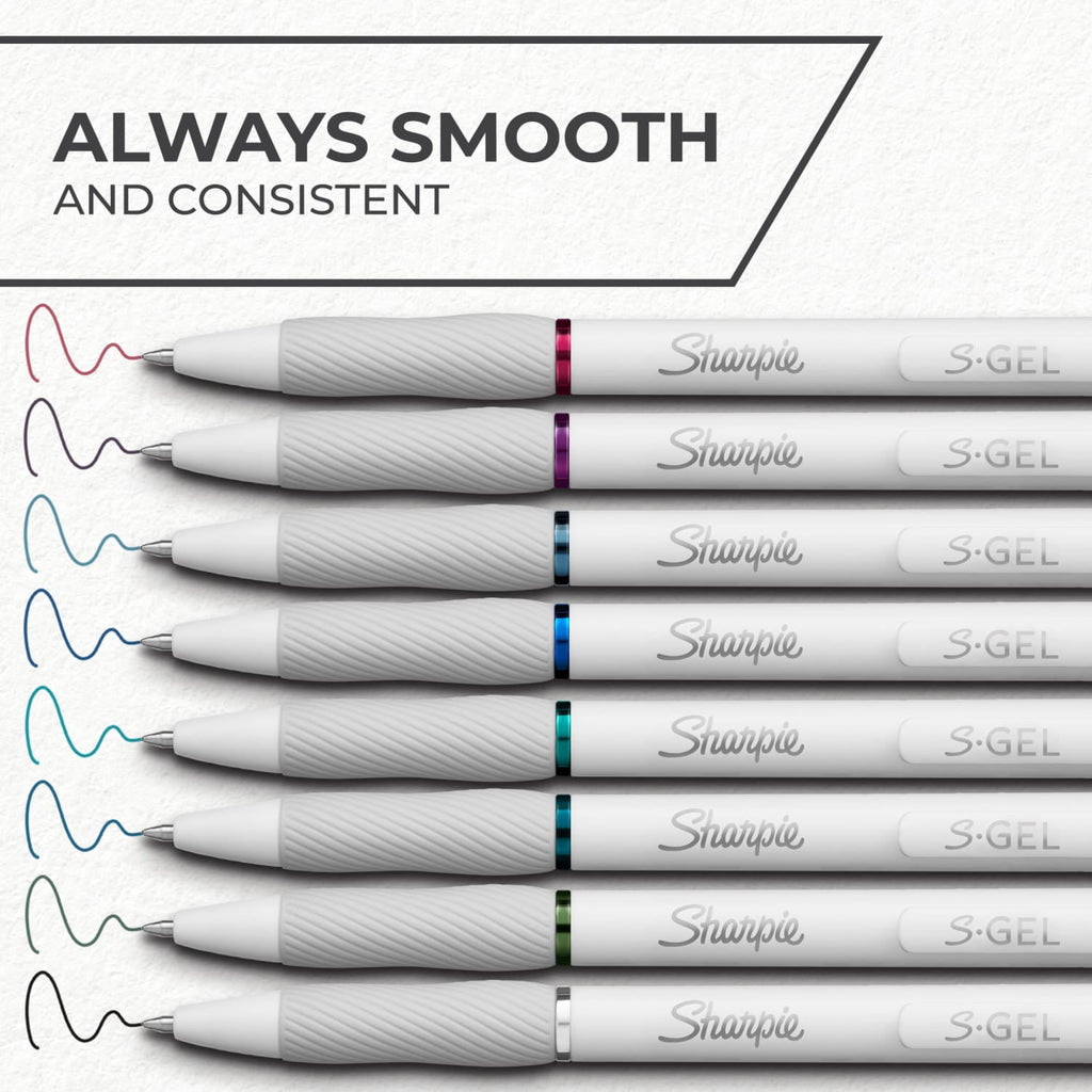 Sharpie S-Gel Pens, Fashion Barrel Gel Pens, Pearl White Body, Medium (0.7mm) Point, Bold Ink Colors, 8 Count - Image 3