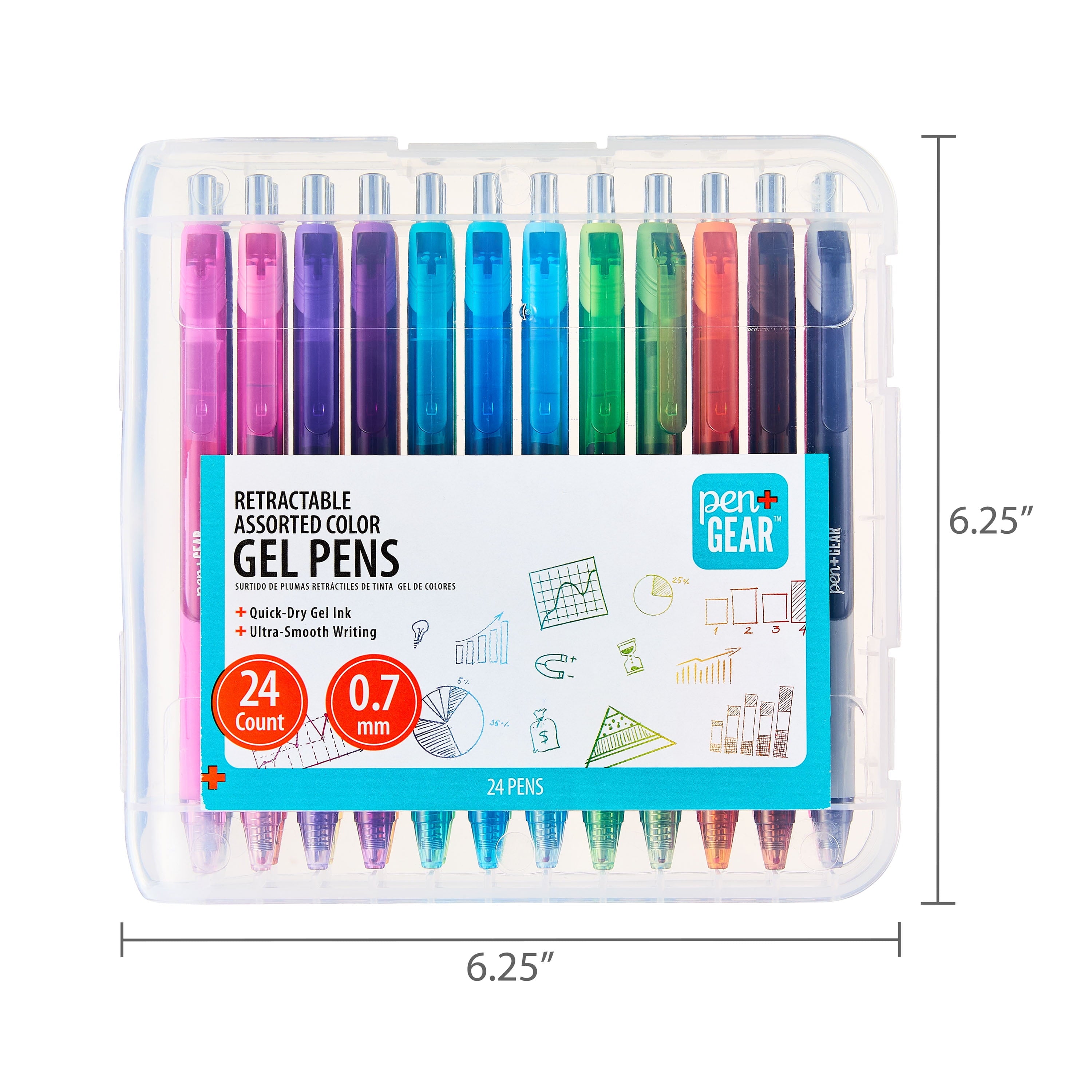 Retractable Gel Ink Pens, Medium Point, 0.7mm, Assorted Ink, 24Count - Image 6