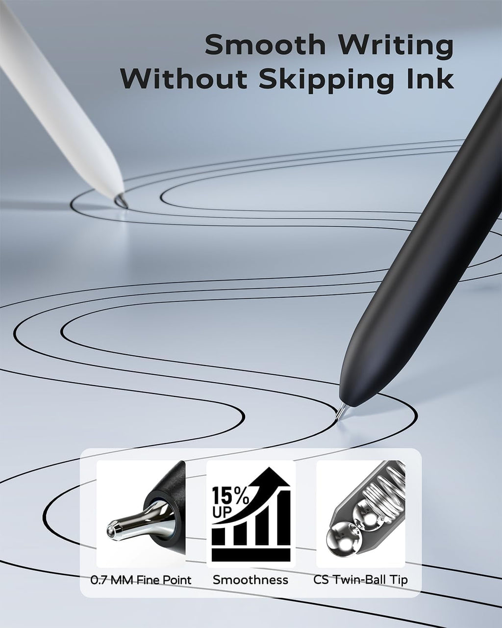 STAGEEK Black Gel Pens GX3, 6Pcs Fine Point Smooth Writing Pens with 3 Extra Refills, Black Ink Pens for Journaling, Writing, Office, Note T - Image 6