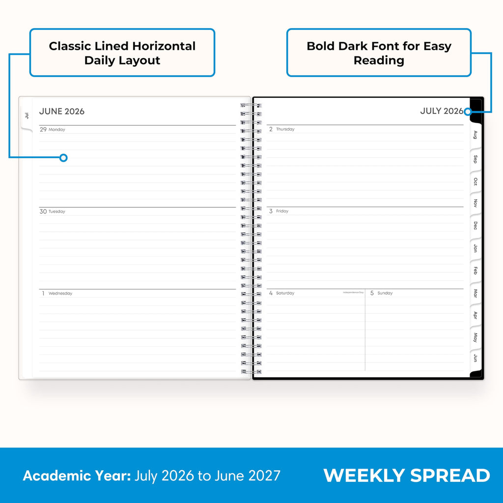 2026-2027 Weekly and Monthly Academic Year Planner Calendar, July 2026 - June 2027, 8.5" x 11", Flexible Pocket Cover... - Image 3