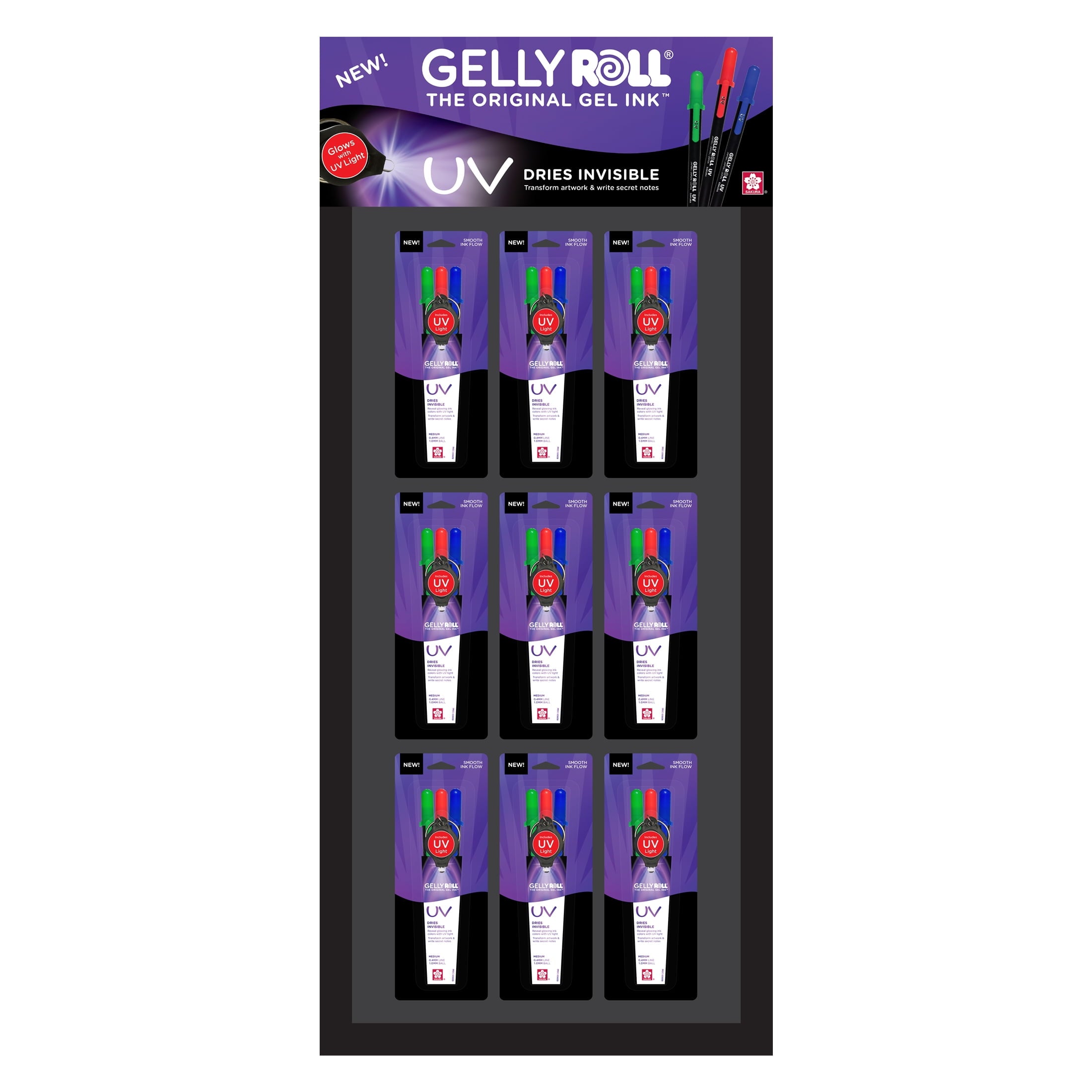 UV-Ink Gel Pen, Bold Point, 3 Colors - Red, Blue, & Green, 3-pc set - Image 4
