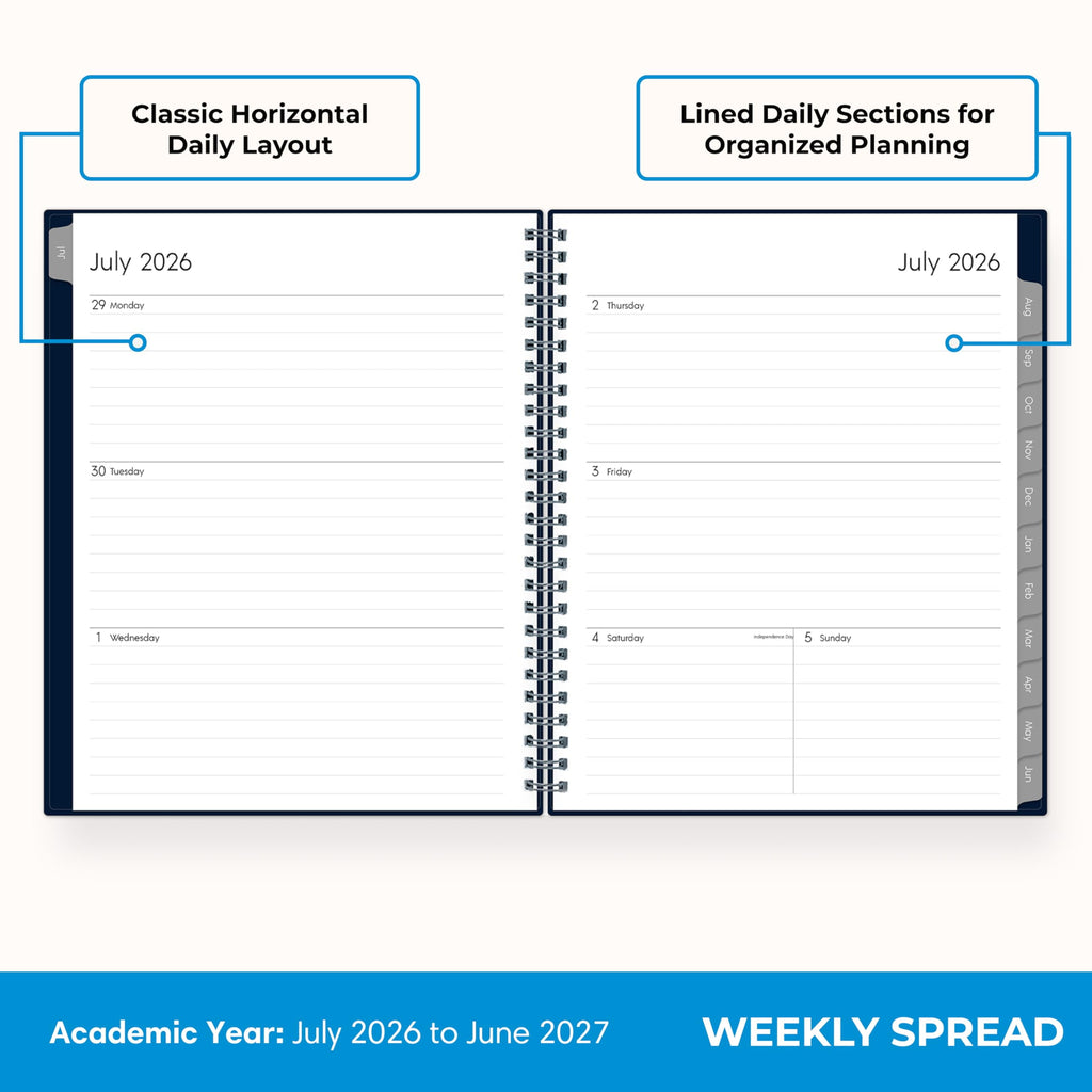 2026-2027 Weekly and Monthly Academic Year Planner Calendar, July 2026 - June 2027, 7" x 9", Flexible Cover, Wireboun... - Image 3