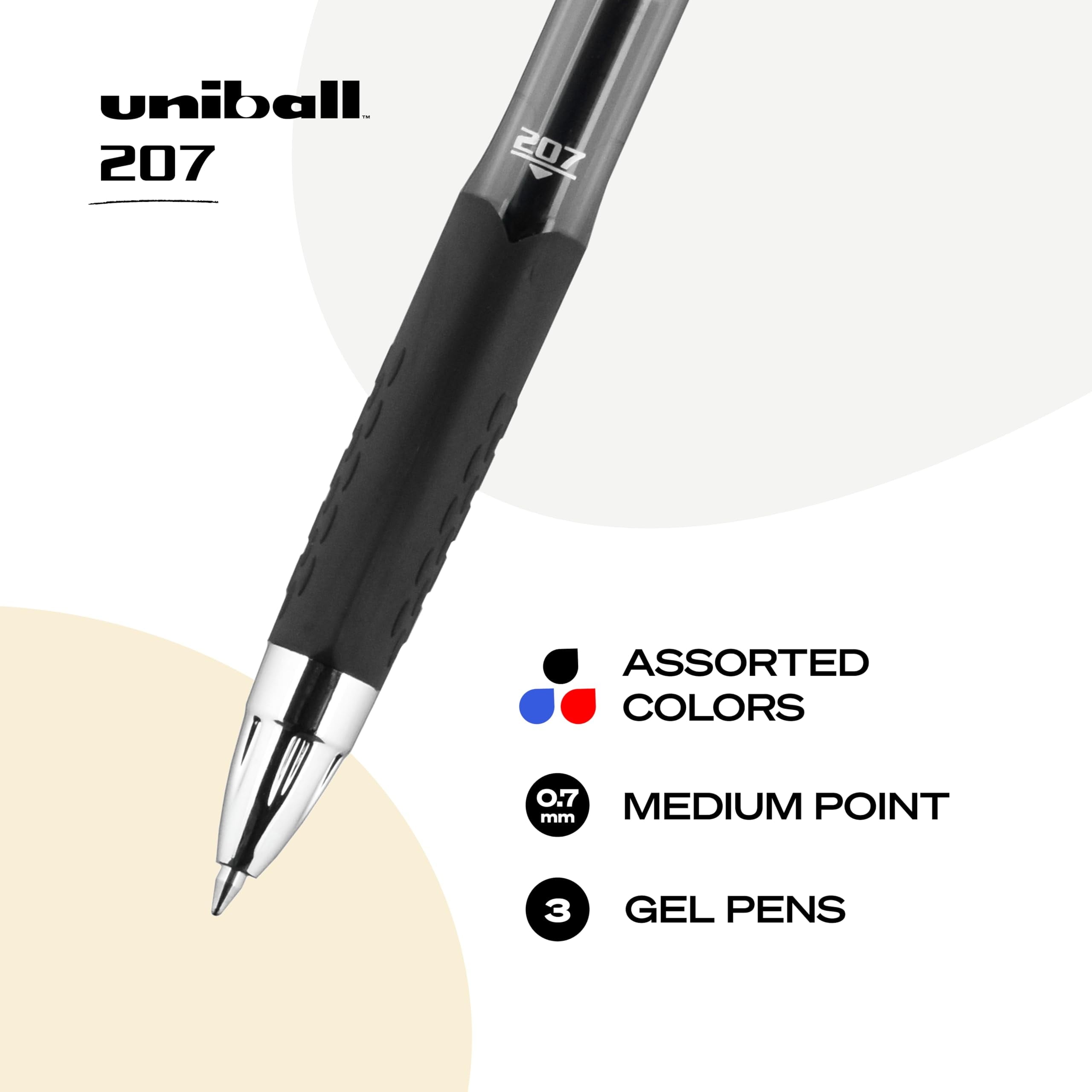 uni-ball Signo 207 Retractable Gel Pen Set, .7mm, 3-Colors - Image 2