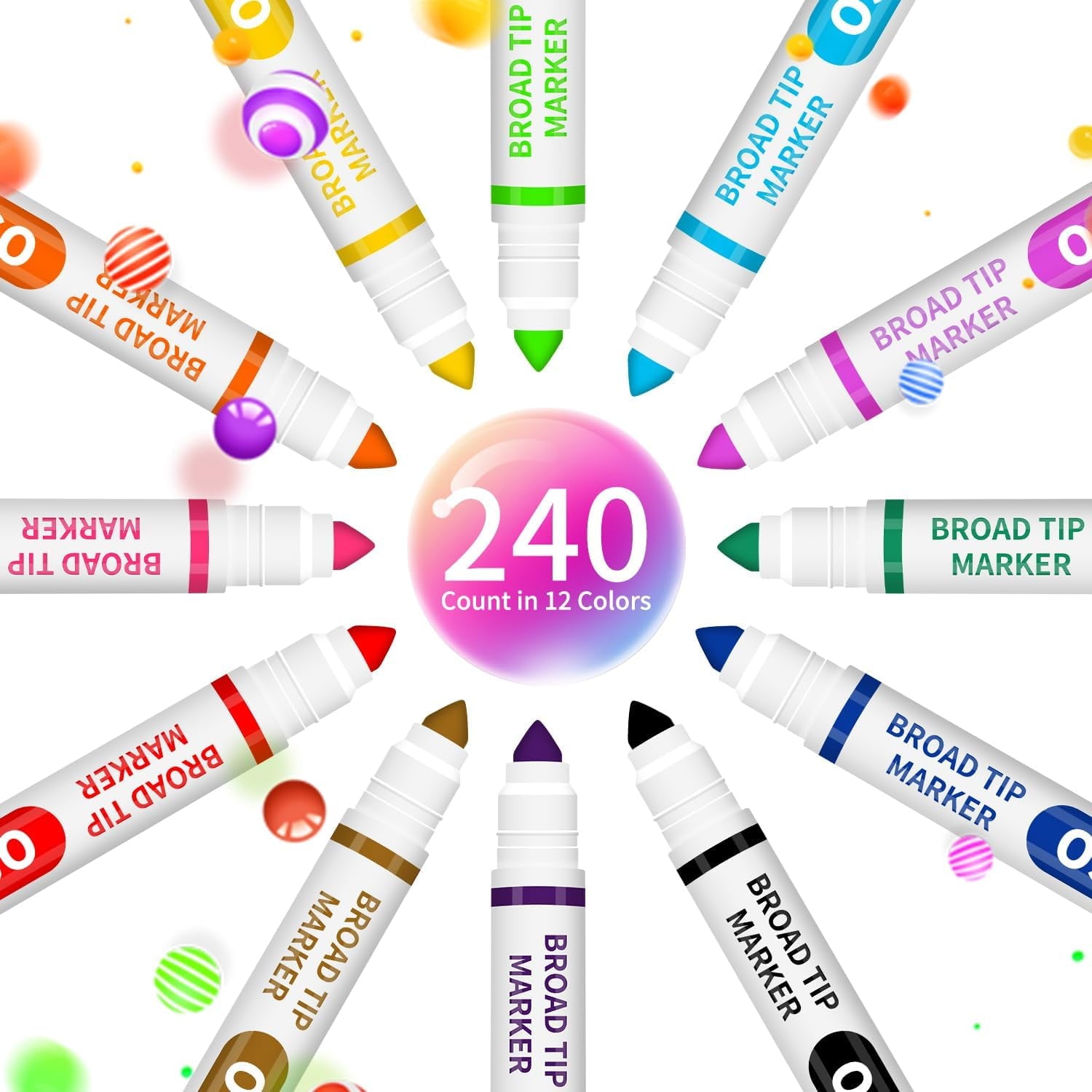 Art Marker Kit, 240 Count, 1 Pack, Conical Tip - Image 5